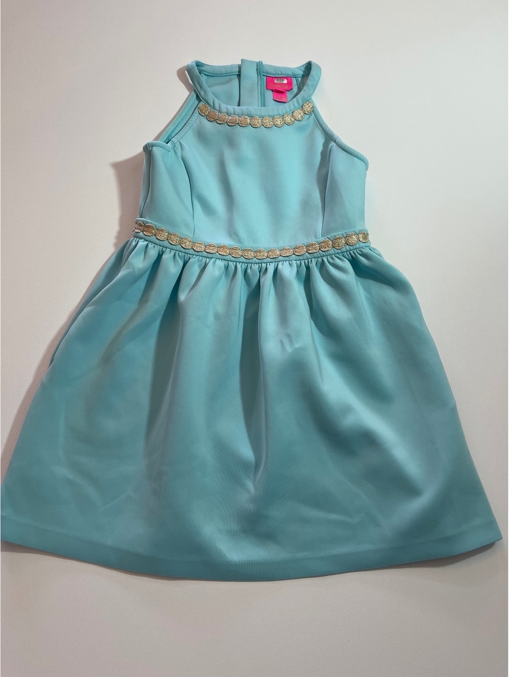 Girls' Light Blue Lily Pulitzer Dress with Gold Embellish